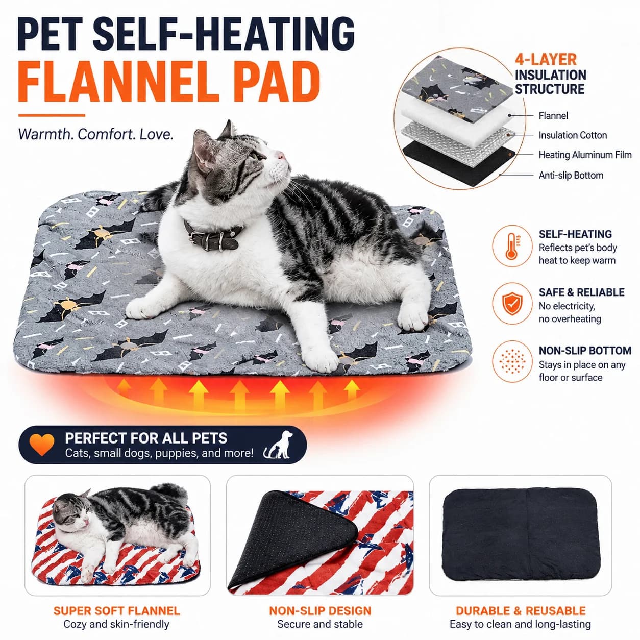 Pet Winter Warm Self-heating Heat Storage Mat Dogs Heating Pad Cat Self-heating Carpeting Blanket Winter Pet Halloween Supplies