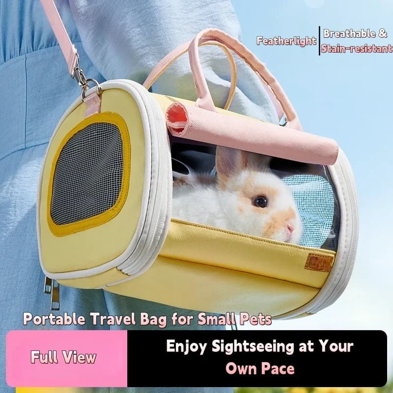 Portable Small Pet Travel Carrier Breathable Waterproof 2 Carry Styles for Rabbit Bird Hamster Hedgehog Small Pets