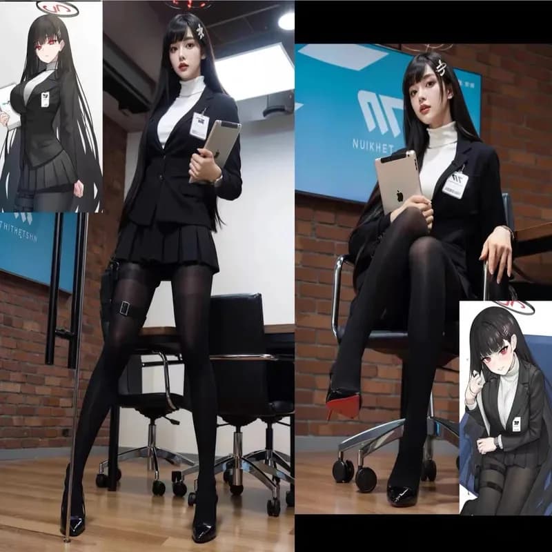 Anime Gioco Blu Archivio Tsukatsuki Rio Costume Cosplay Parrucca Gonna scolastica JK Set completo Uniforme Paraw;3'f,6;t.8'