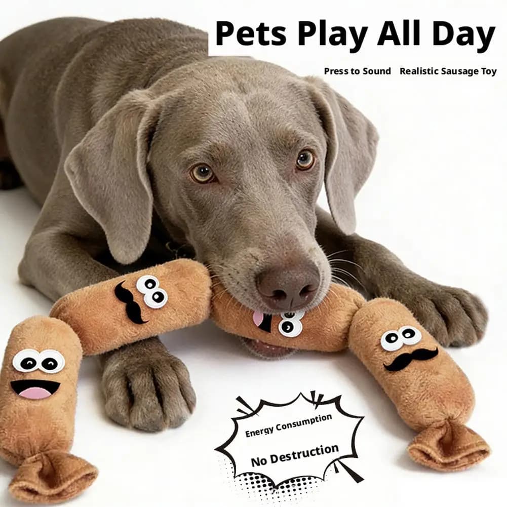 Dog Plush Chew Toy Teeth Cleaning Simulated Sausage Squeak With Sound Durable Puppy Toy Bite-Resistant Molar Dog Supplies