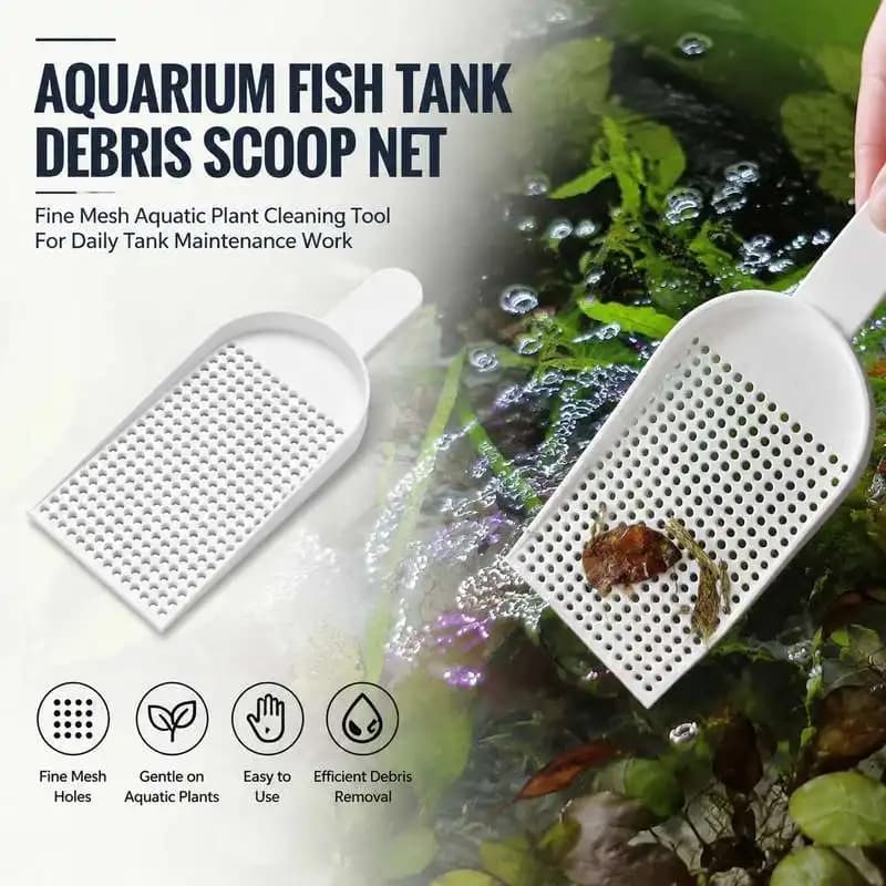 Aquarium Fish Tank Debris Scoop Net Fine Mesh Aquatic Plant Cleaning Tool For Daily Tank Maintenance Work