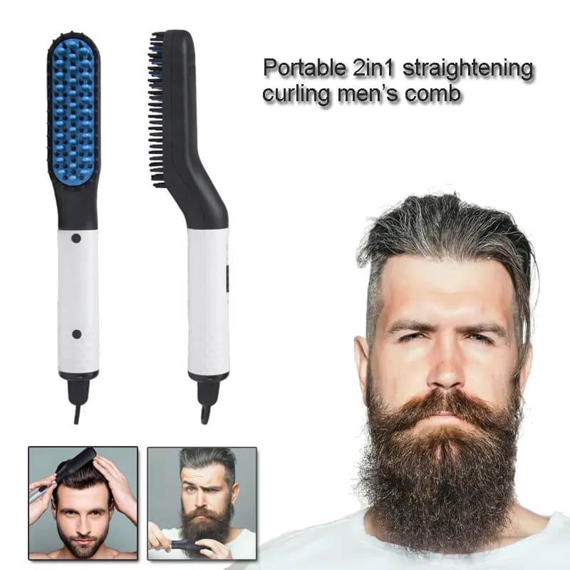 Brush for smoothing the multifunctional men's beard, quick heating, flat hair curler, anti-coating, hair styling comb