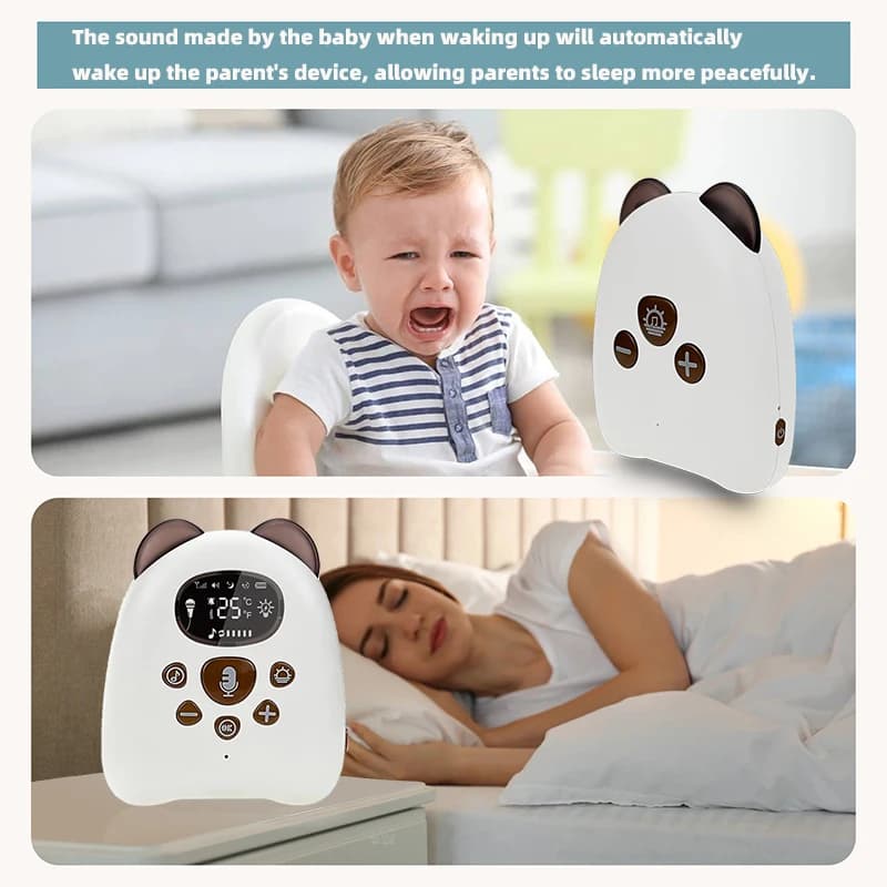 V50 Piccolo monitor audio portatile per neonati – Babyphone wireless da 2,4 GHz con conversazione bidirezionale e interfono, batteria ricaricabile