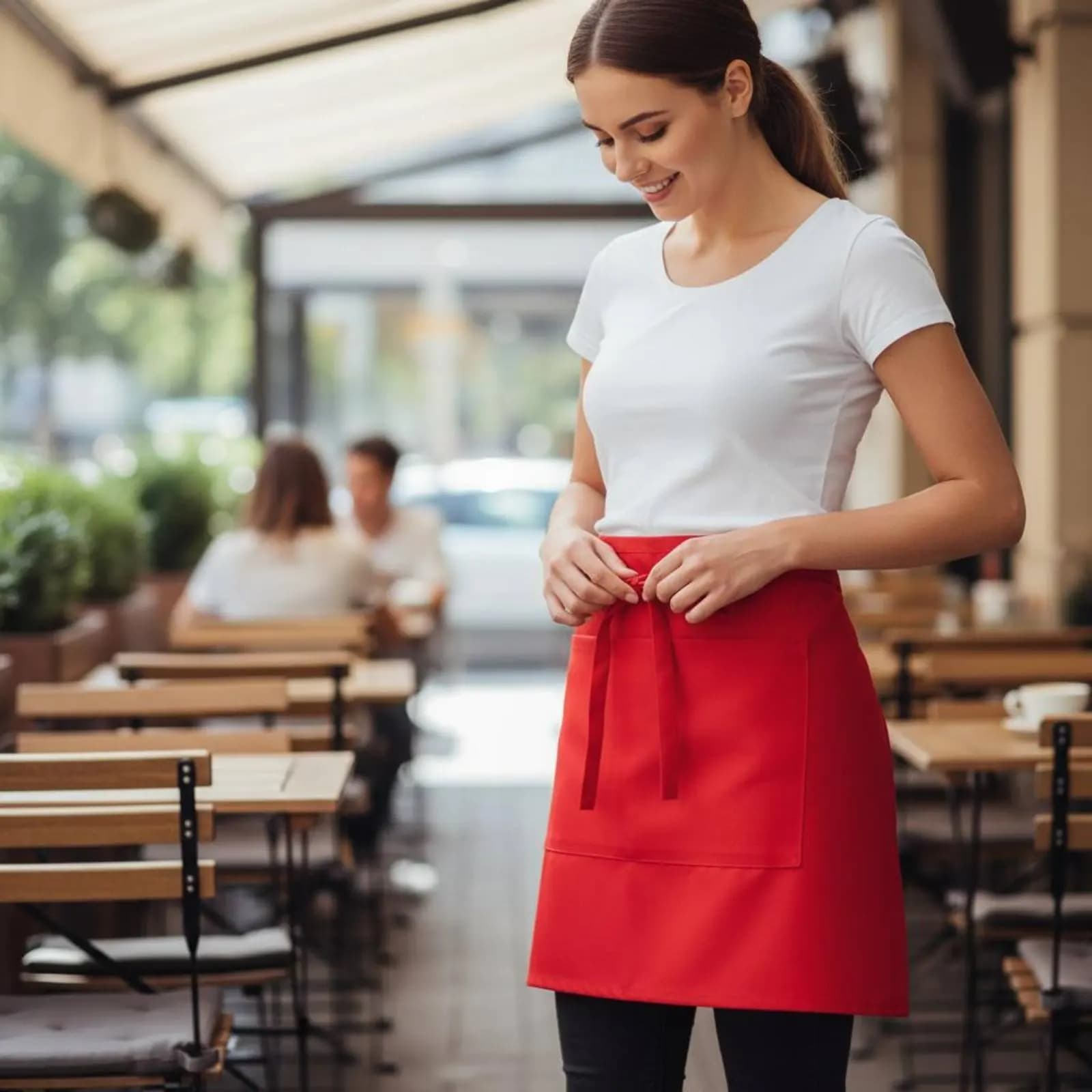 Waterproof Waist Apron Easy to Clean Tie Waist Apron Workwear Pocket Clothing Accessory Gender-Neutral for Baristas, Home