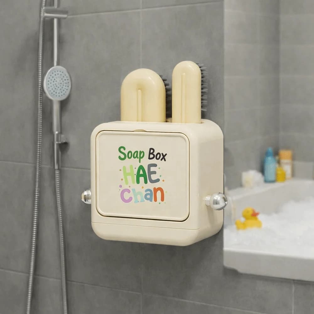 Set 3 in 1 Spazzola per Vestiti e Scarpe, Portasapone da Parete Salvaspazio con Scarico, Scatola Contenitore in Plastica Ribaltabile per Bagno, Uso Domestico