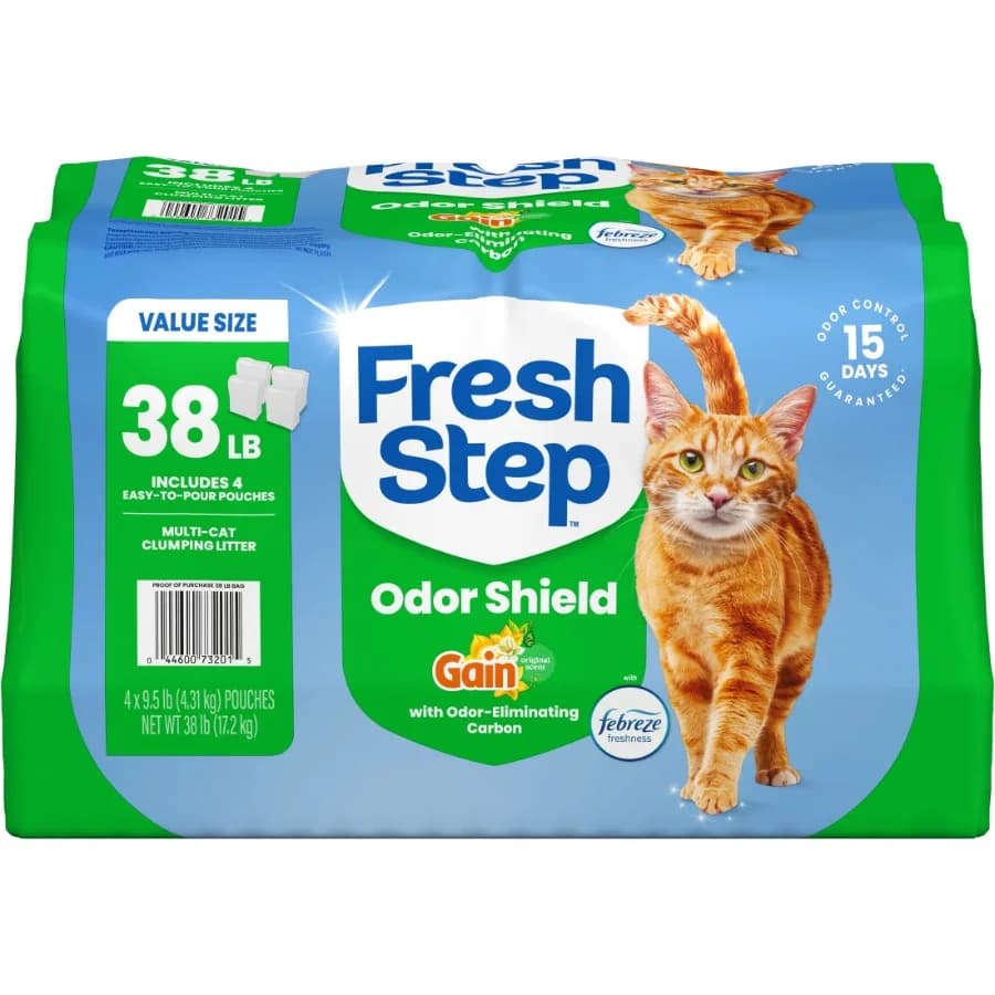 Clumping Cat Litter with Odor Control Easy Pour Pouches for Multi-Cat Homes 38 lb Total Perfect for Fresh Smelling Indoor Space