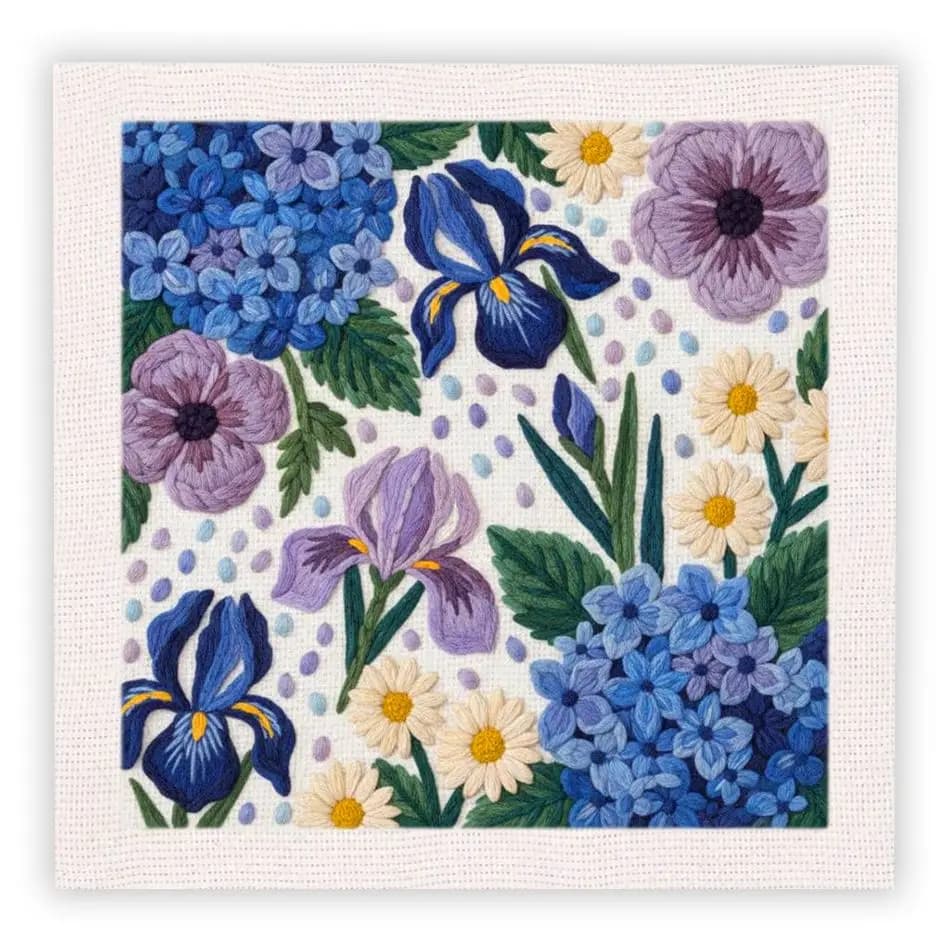 CHENISTORY Flower Punch Needle Frame Arts And Crafts Beginner Embroidery Kit Flower Embroidery Beginner Kit Wall Decor Craft