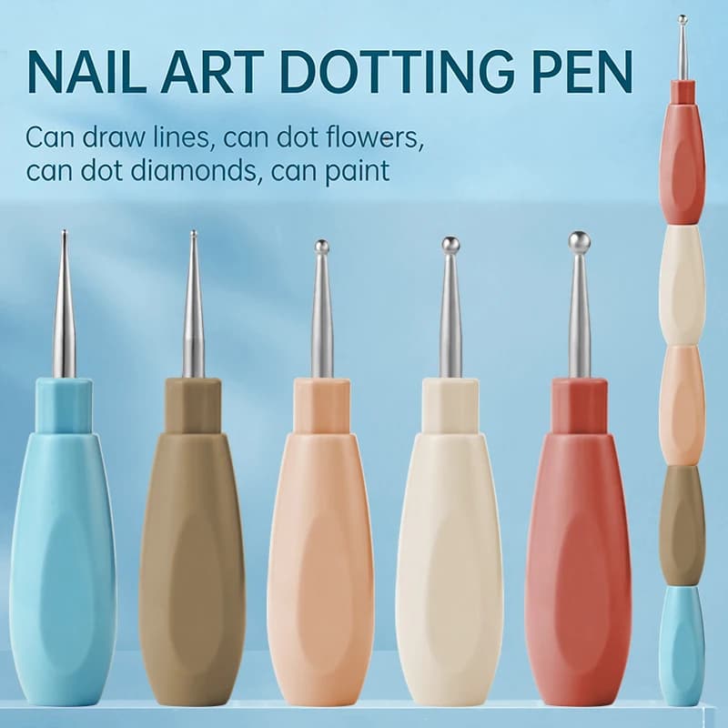 Set of 1/5 Pieces of Interconnected Pens for Nail Art, Multicolor, for Drawing, Decoration with Strass and Fa-da-Te Tools for Manicure