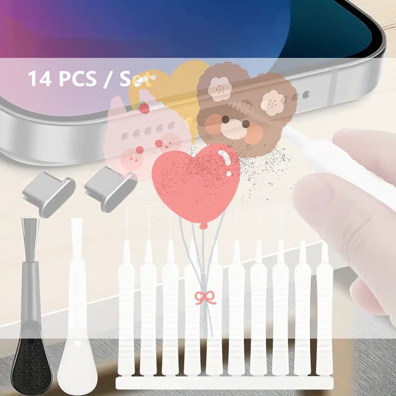 10/13/14 PCS Cell Phone Cleaning Kit With Soft Brushes Anti Dust Plugs For Cleaning Charging Port Speaker Tiny Holes Of Mobile