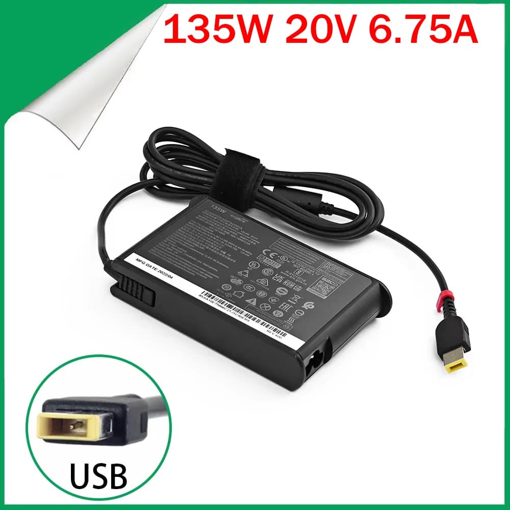 Caricabatterie 135W 20V 6.75A USB-A Adattatore per Laptop Lenovo ThinkPad P51 P52 S5 R720 Y700 Y50-70 ADL135SCC3A Alimentatore