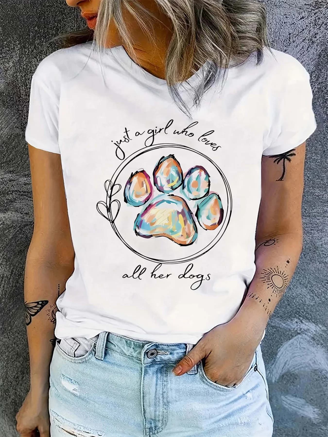 La moda estiva da donna solo ama il suo modello di cane con stampa sportiva casual comoda maglietta a maniche corte con scollo tondo allentato