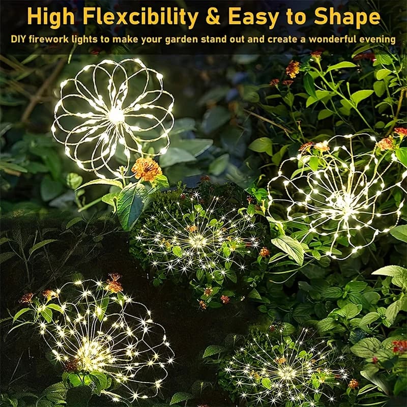 Luci solari a LED per fuochi d'artificio Decorazione da giardino Lucine Lampada da giardino impermeabile per esterni con tarassaco per decorazioni da giardino