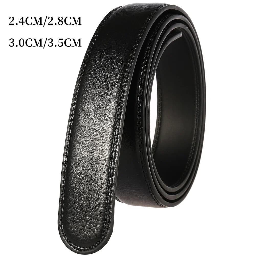 2.4/2.8/3.0/3.5CM Wide (Without Buckle) Men Ratchet Cow Leather Belt Strap Replacement for Men's Auto Lock Buckle Belt