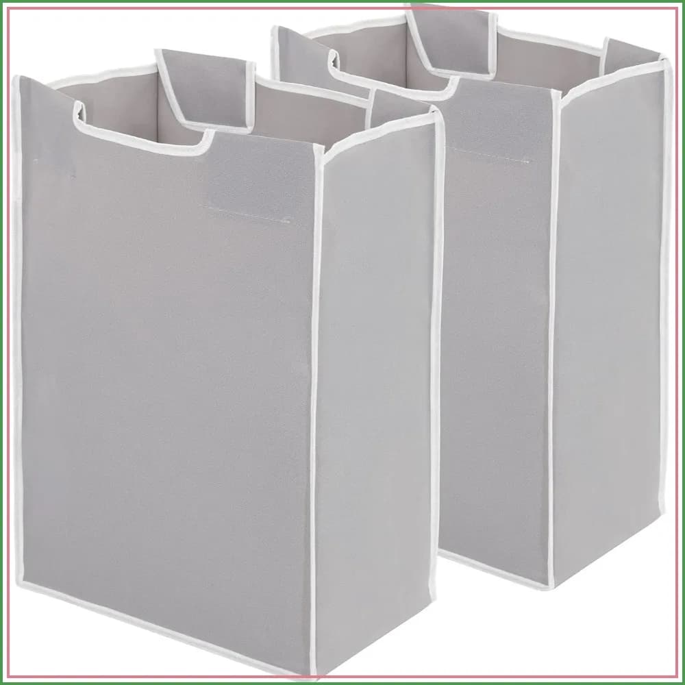 2-Pack Laundry Sorter Replacement Bags, Gray, Oxford Fabric, Fits Most Standard Frames, 25lbs Capacity, Foldable & Waterproof