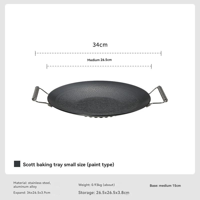 CAMPINGMOON GRW-27 non stick baking tray, crushed stone small frying pan, kitchen cooking foldable barbecue plate
