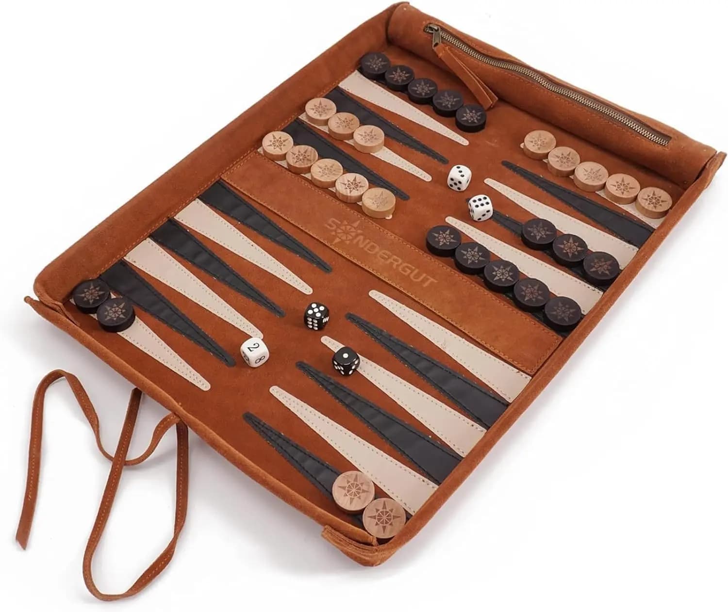 Set da Backgammon Portatile Arrotolabile con Campo Pieghevole, Gioco da Viaggio per Camper, Crociere, Aereo, Campeggio