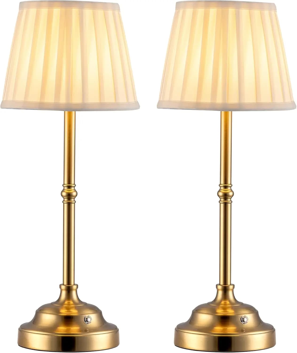 Lampada da tavolo a LED senza fili, set di 2, lampade da scrivania ricaricabili con paralume in tessuto dimmerabile per la sala da pranzo della camera da letto