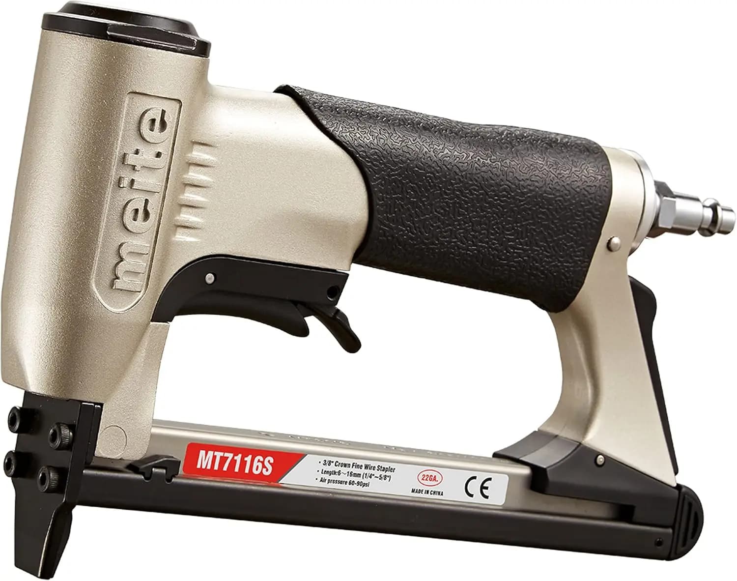 Graffettatrice Pneumatica per Tappezzeria Calibro 22, Graffettatrice a Filo Fine con Corona da 3/8'' e Grilletto di Sicurezza per Mobili, Interni Auto, Tessuti