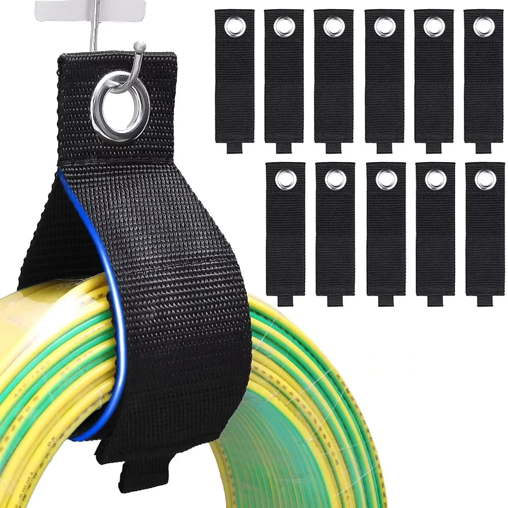 Cinghie di stoccaggio per carichi pesanti Organizzatore di cavi di prolunga riutilizzabile Fascette per cavi Supporto per accessori per riporre tubi flessibili Organizzazione del garage