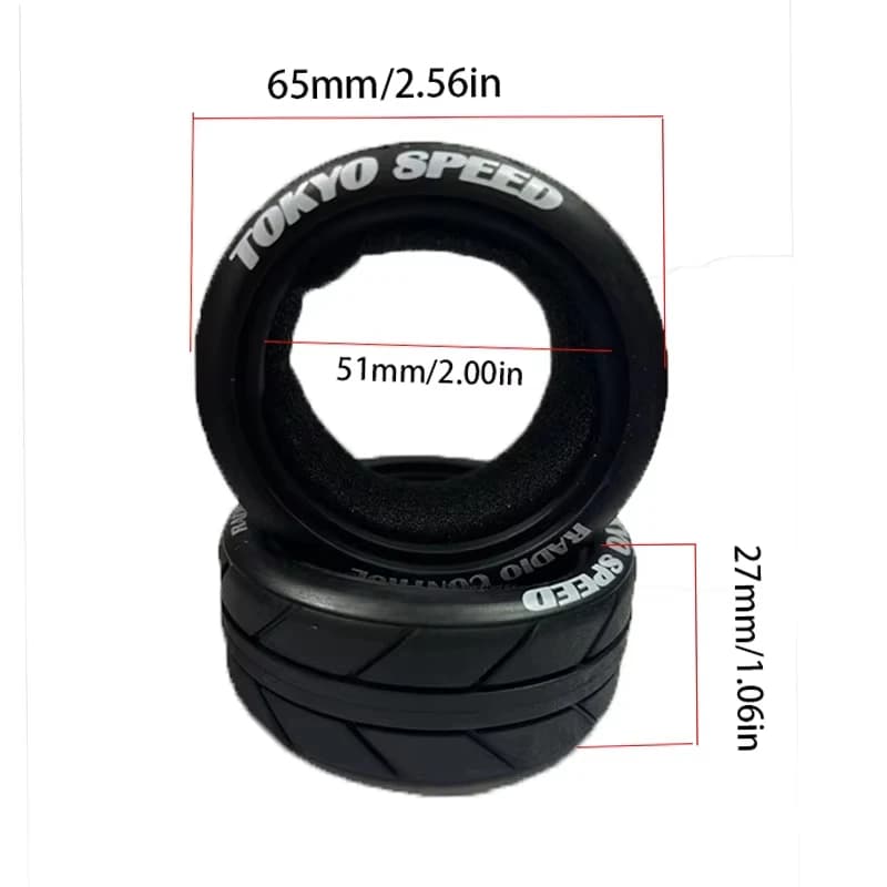 4 pezzi 65mm 1/10 pneumatici 27mm larghezza pneumatici da corsa in gomma morbida per Tamiya TT01/FW06 XV02 HSP 94123/94122