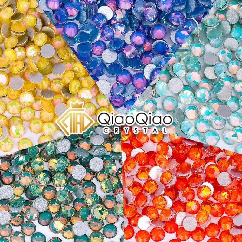 QIAO SS6-SS30 Strass non hotfix Glitter Crystal Opal Series Cristalli con retro piatto in vetro super glitter per nail art fai da te