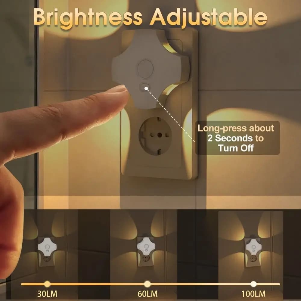 Auto On Off Sensor Night Light Human Body Induction Soft Ambient Lighting Bedside Lamp Dimmable Energy Saving for EU/US
