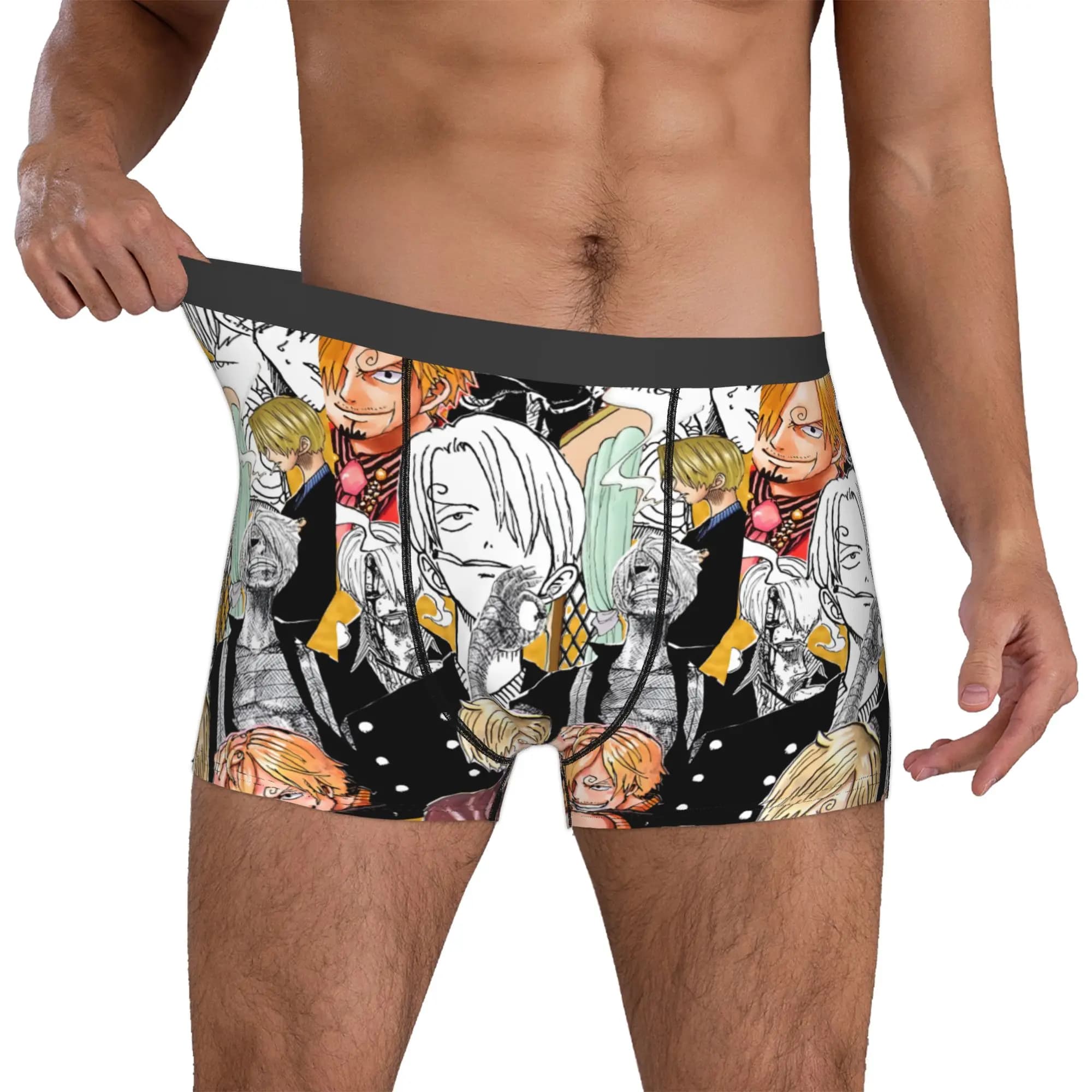 Boxer da uomo personalizzati Sanji Japan Manga, slip comici, intimo divertente