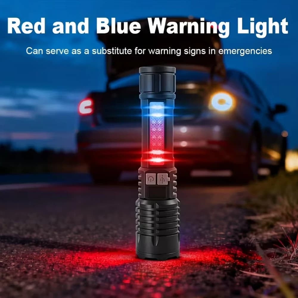 High Power LED Flashlight Powerful Portable Rechargeable COB Torch With Side Light Torch For Outdoor Camping Hiking