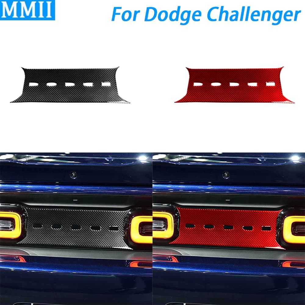 Per Dodge Challenger 2015-2022 in fibra di carbonio posteriore tronco portellone Logo pannello copertura decorativa accessori interni auto adesivo