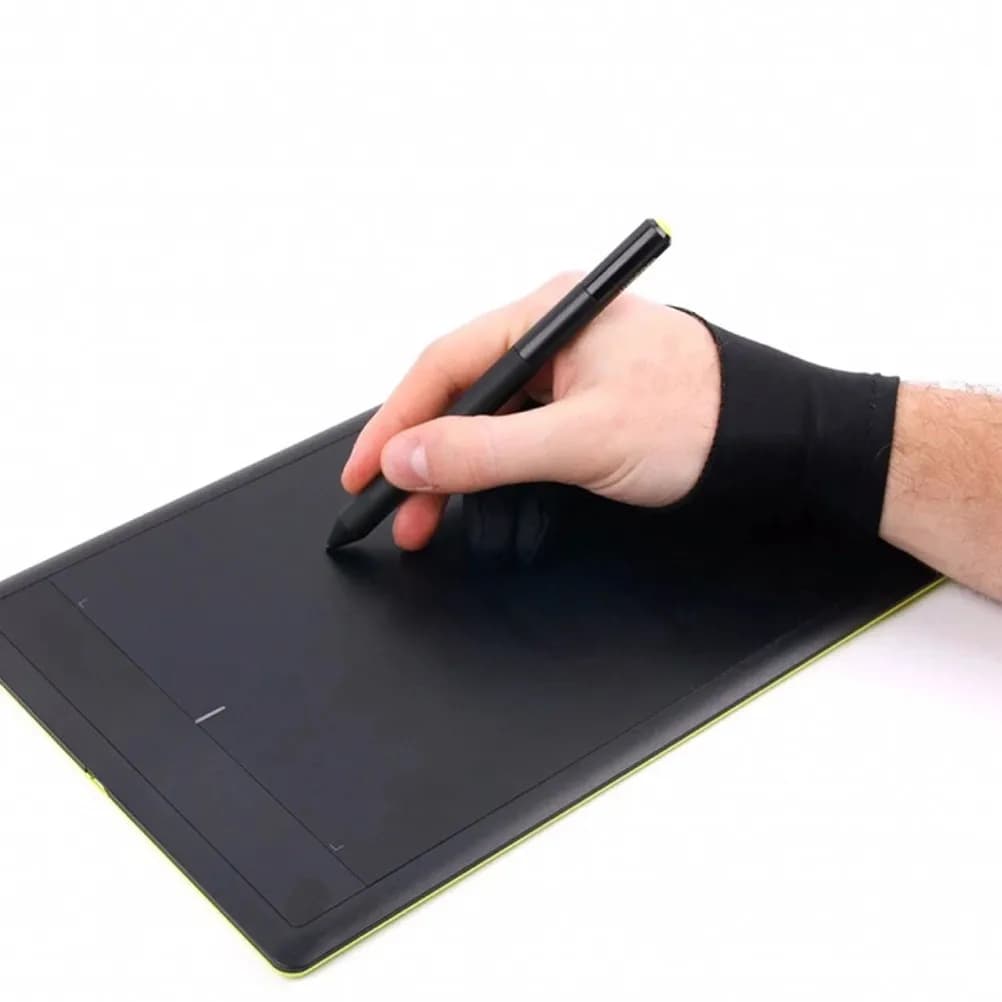 Guanto Antisporco a Due Dita, Nero, Altamente Elastico, per Artisti, Disegno Grafico, Schizzi, Inchiostro, Display e Tablet