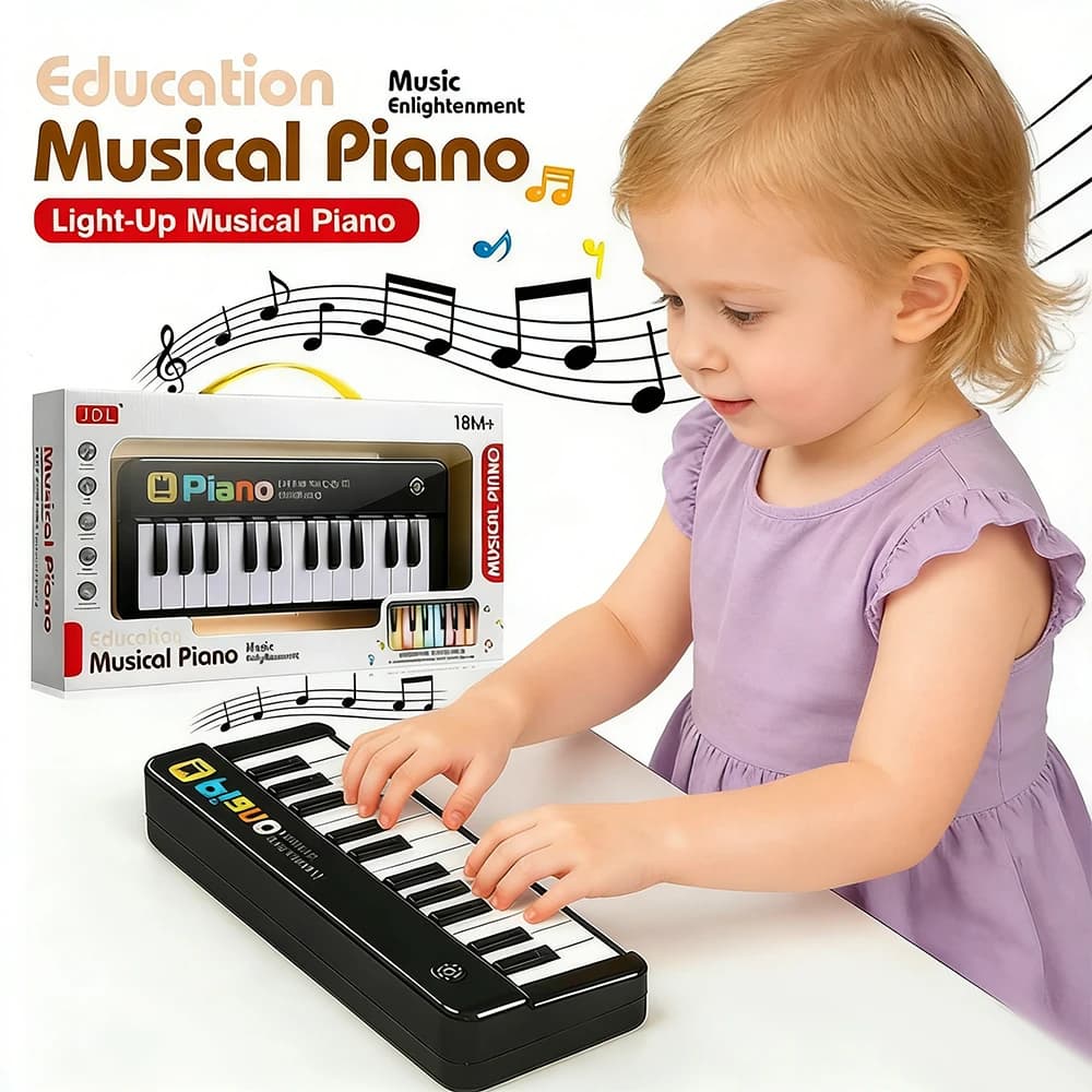 Mini Tastiera Elettronica per Bambini, Pianoforte a 24 Tasti Multifunzione, Strumento Musicale Educativo con Luci
