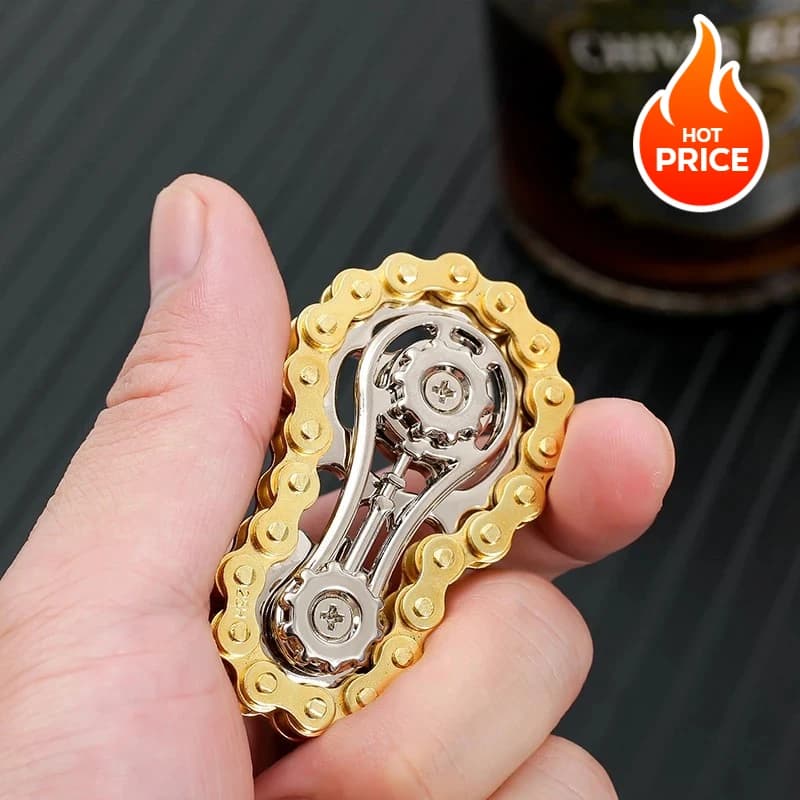 Giroscopio Fidget Spinner Anti-Stress con Catene Metalliche, Giocattolo EDC per Adulti e Bambini