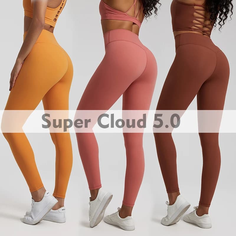SHINBENE Super Cloud Pantaloni da yoga a vita alta in nylon da 25 pollici Leggings fitness da palestra a forma di V in spandex elasticizzato a 4 direzioni