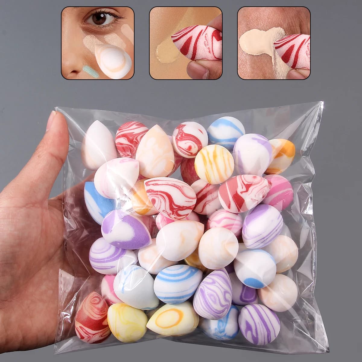 Set di mini spugne per trucco da 50 pezzi: miscelazione impeccabile del fondotinta per liquidi, bellezza bagnata/asciutto e frullatori a doppio uso per tutti i tipi di pelle