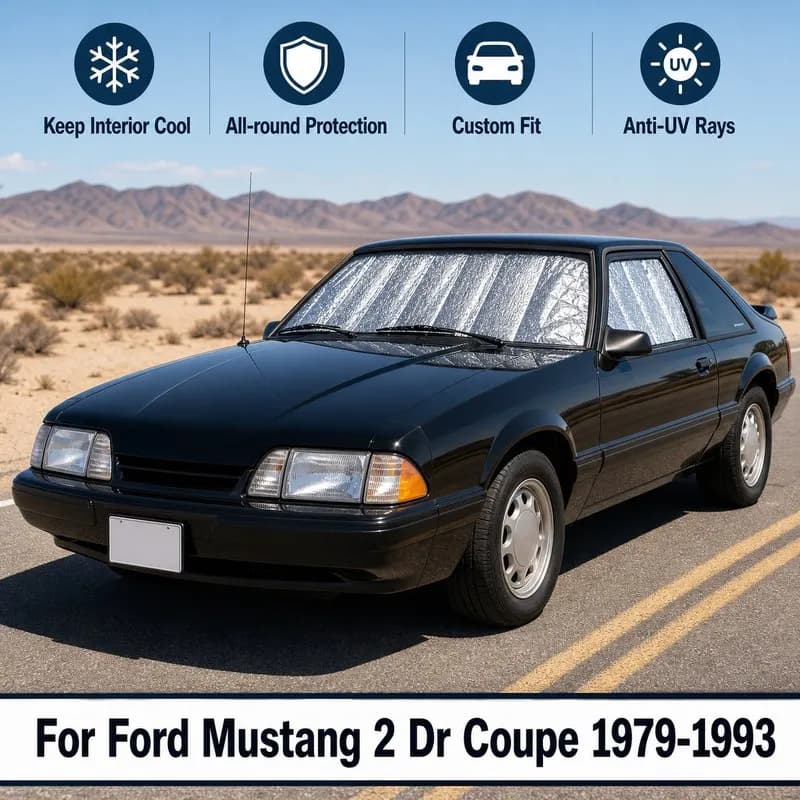 For Ford Mustang 2 Dr Coupe 1979-1993 Full Set Car Window Sunshades UV Block Privacy Heat Insulated Foldable Car Curtain