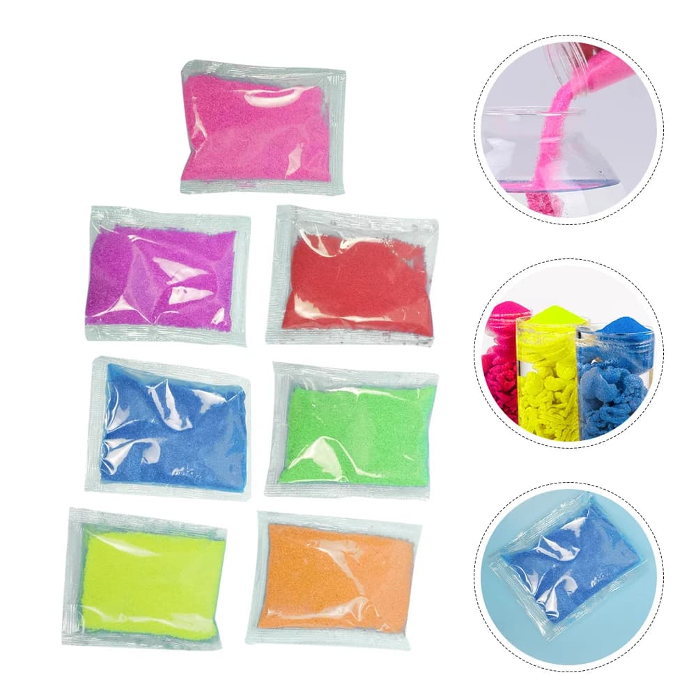 7 Packs Toys For Kids Hydrophobic Sands Learning Tool Reusable Colored Sand Art Craft Play Beach Toy Pools Water Fun