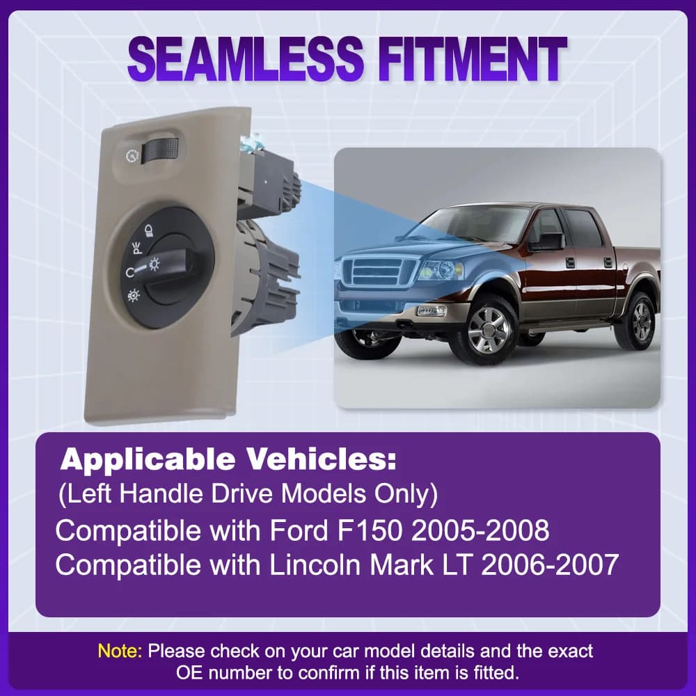 Auto Faro Switch Control for Ford F150 2005-2008 Lincoln Mark LT 2006-2007 Left Handle Drive 5L3Z-11654-AAB