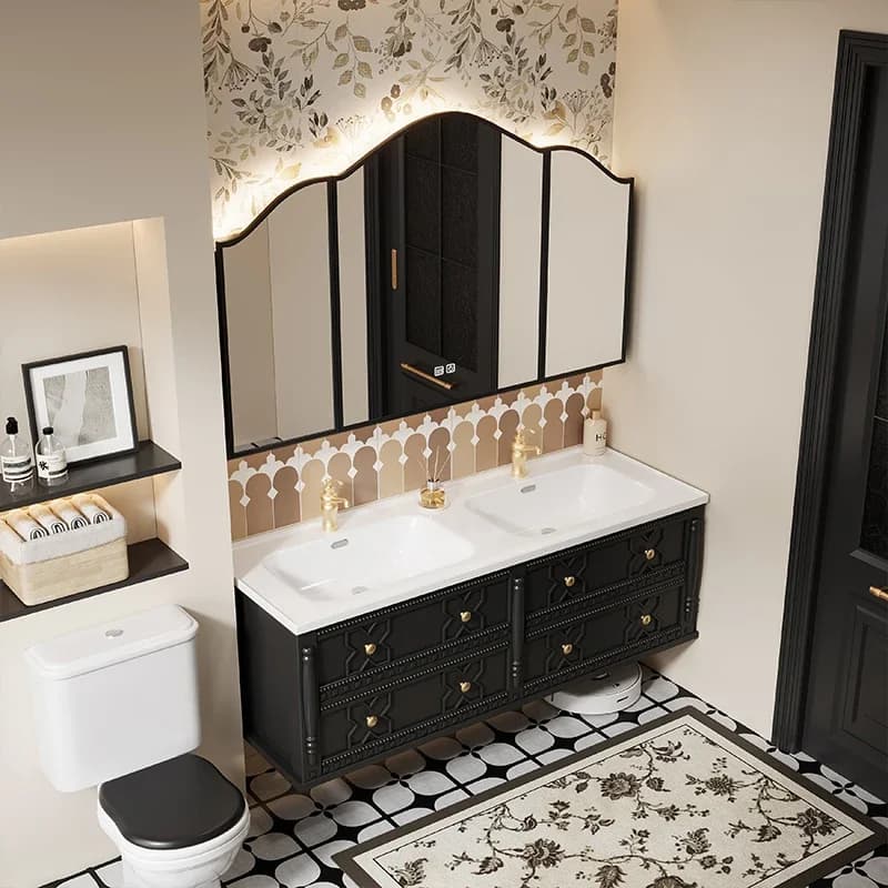 Mobile da Bagno Moderno con Specchio, Armadietto Sospeso Vintage di Lusso, Arredamento Trendy