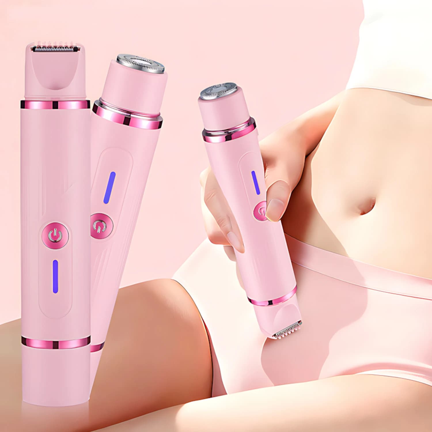 Electric shaver for haircuts woman, design 2 IN 1 double head, female shaver for haircuts inguine bikini arm arm leg