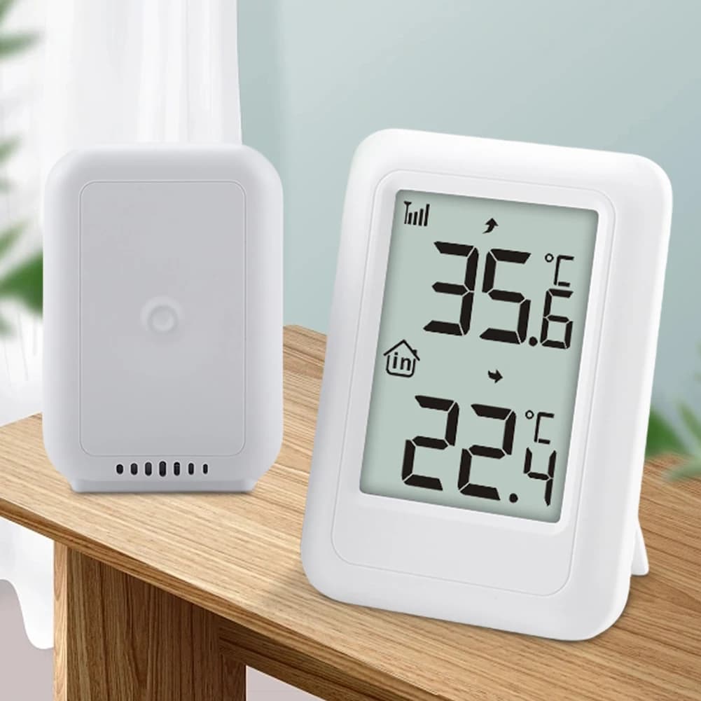 Termometro Wireless con Foro per Appendere, Termometro per Interni ed Esterni con Supporto, Monitoraggio della Temperatura per Casa, Stanza, Patio