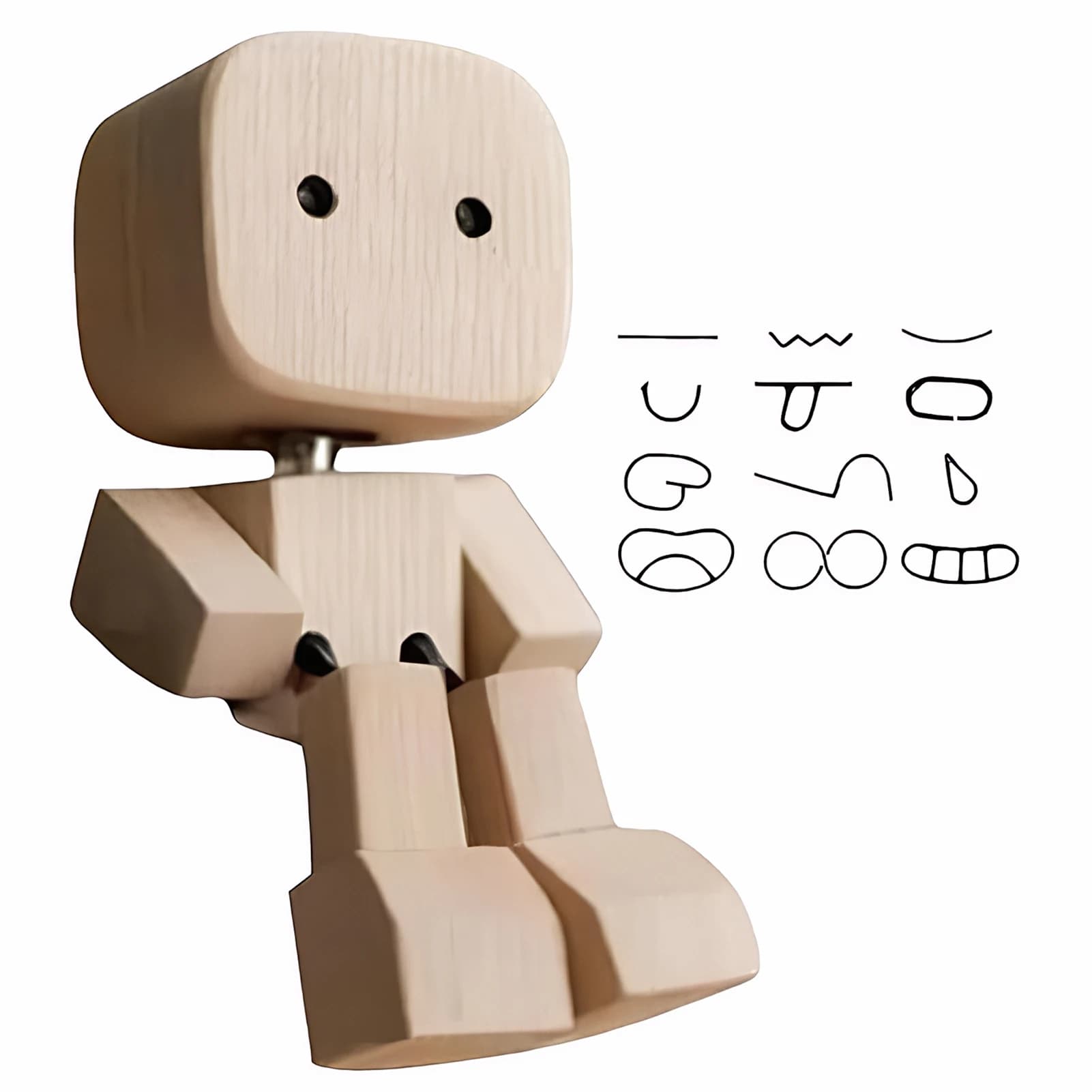 Figurina di bambola in legno con accessori magnetici e emozionante azione che scuote le gambe che scuote la statuetta di legno dell'uomo