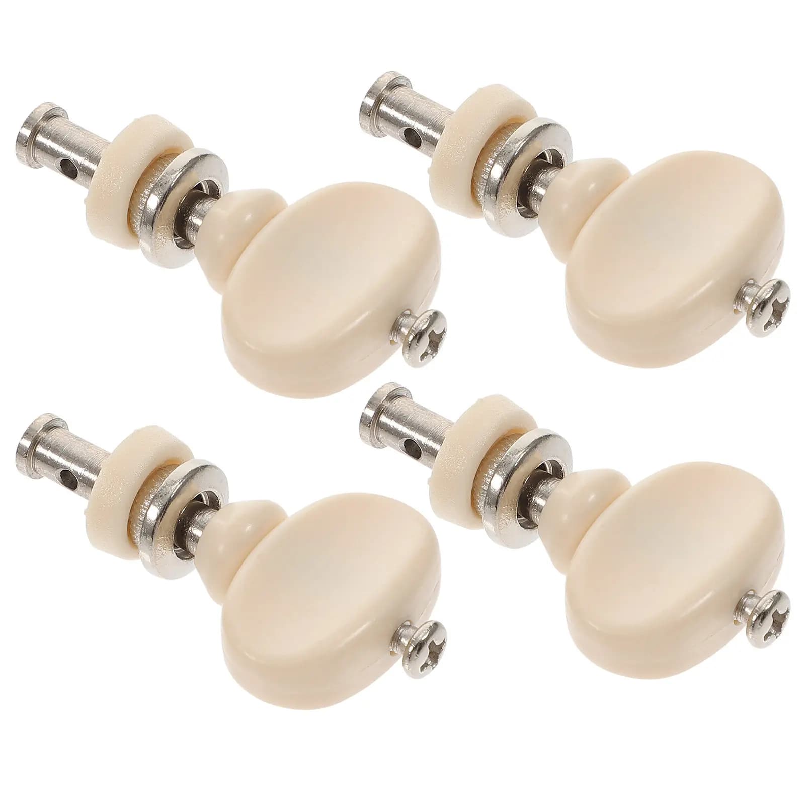 Set di 4 Piroli per Ukulele con Nucleo in Acciaio, Meccaniche a Frizione, Bottone in Plastica Bianca, Pressione Regolabile, Ricambi per Strumenti Musicali