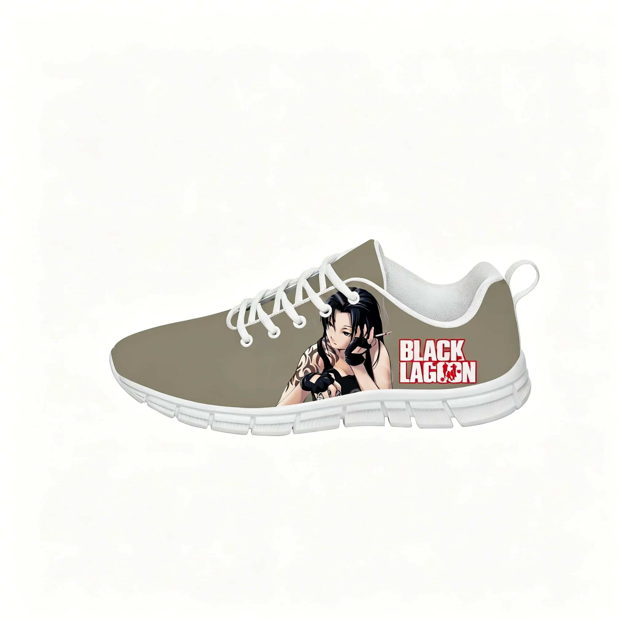 Anime Black Lagoon White Sports Shoes Mens Womens Teenager Breathable Sneakers Casual Custom High Quality Couple Shoes White
