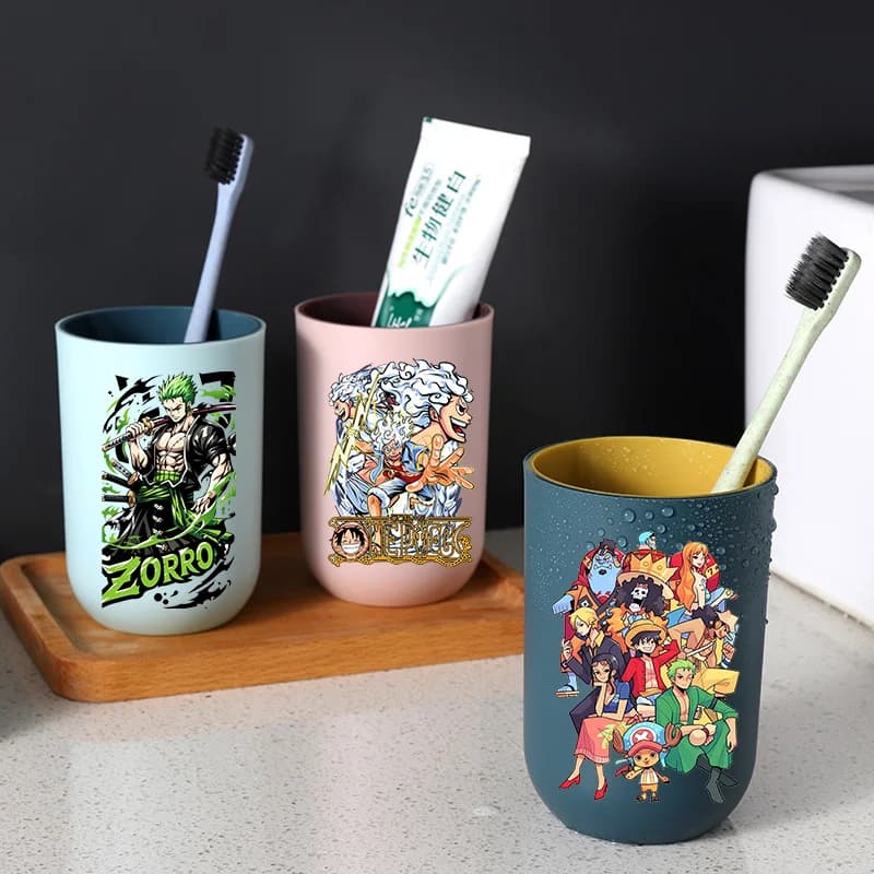 Tazze Portaspazzolino One Piece Luffy per Bambini, Simpatiche Tazze per Lavaggio Bocca per Ragazze e Ragazzi, Bicchieri Portaspazzolino, Accessori Bagno