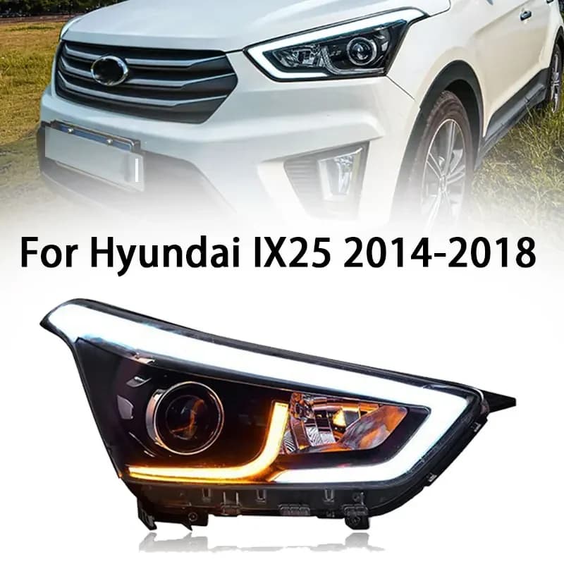 Lampada frontale a LED per Hyundai IX25 Faro a LED 2014-2018 Fari DRL Indicatori di direzione Abbaglianti Angelo Occhio Lente del proiettore