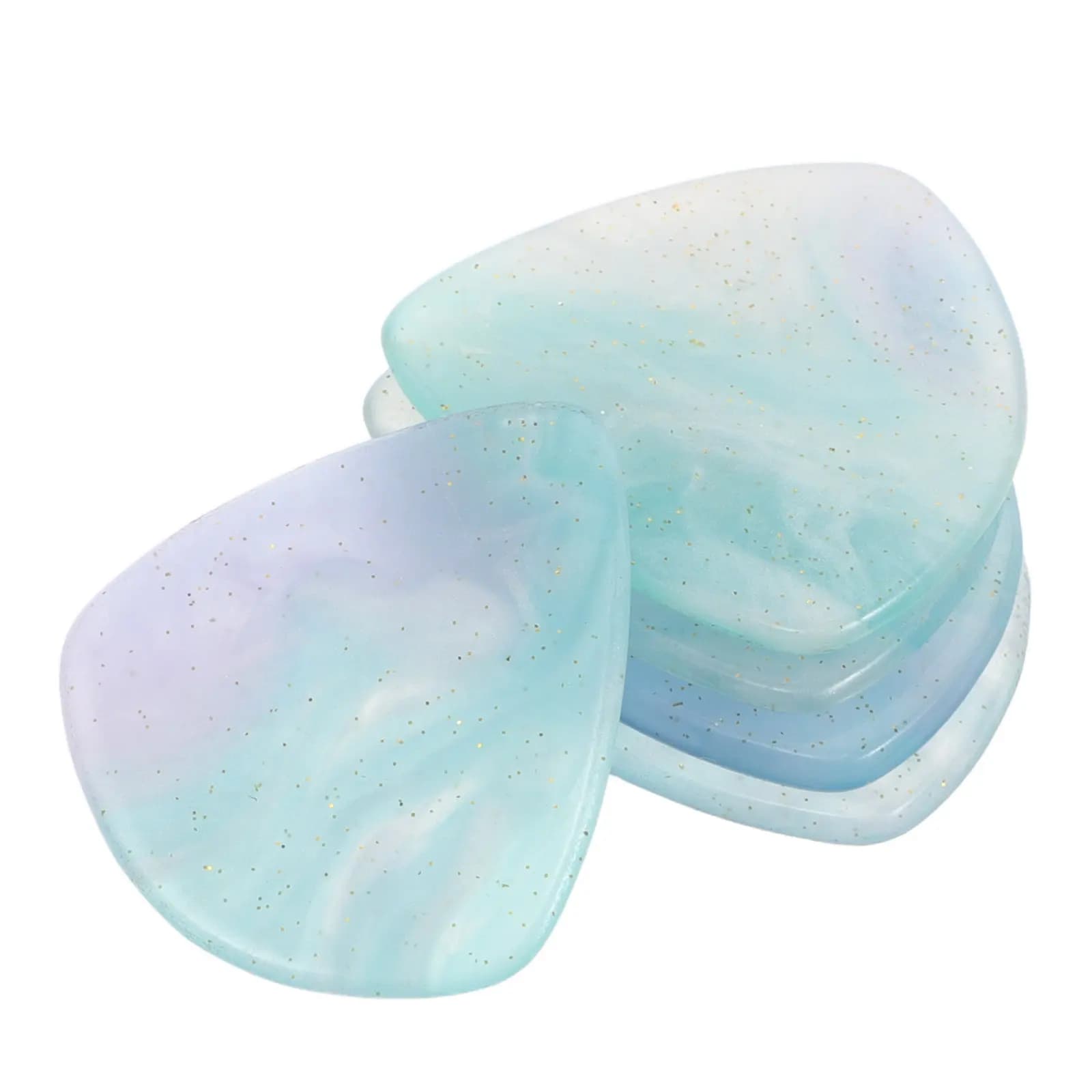 5 plettri per chitarra in resina blu a forma di cuore per basso elettrico acustico, superficie liscia, controllo di precisione, ideali per principianti