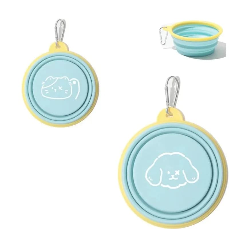 Pet Outdoor Folding Bowl Portable Travel Pet Food and Water Bowl with Hook Clamp Foldable Feeding Plate or Dogs and Cats