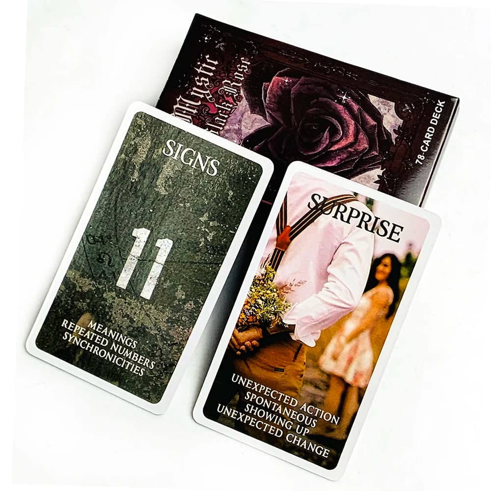 Nuovo Mazzo di Tarocchi Mistici Black Rose Oracle, 78 Carte, Mazzo di Carte con Parole Chiave per l'Amore delle Gemelle Fiamme, Carte Uniche per la Lavorazione delle Ombre e la Guarigione