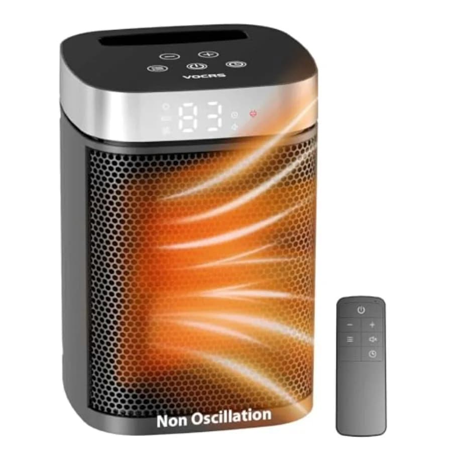 Piccolo Riscaldatore Portatile per Interni - Stufa Elettrica PTC da 1500W con Termostato, Telecomando, Timer 12H, Modalità Eco e Ventilatore