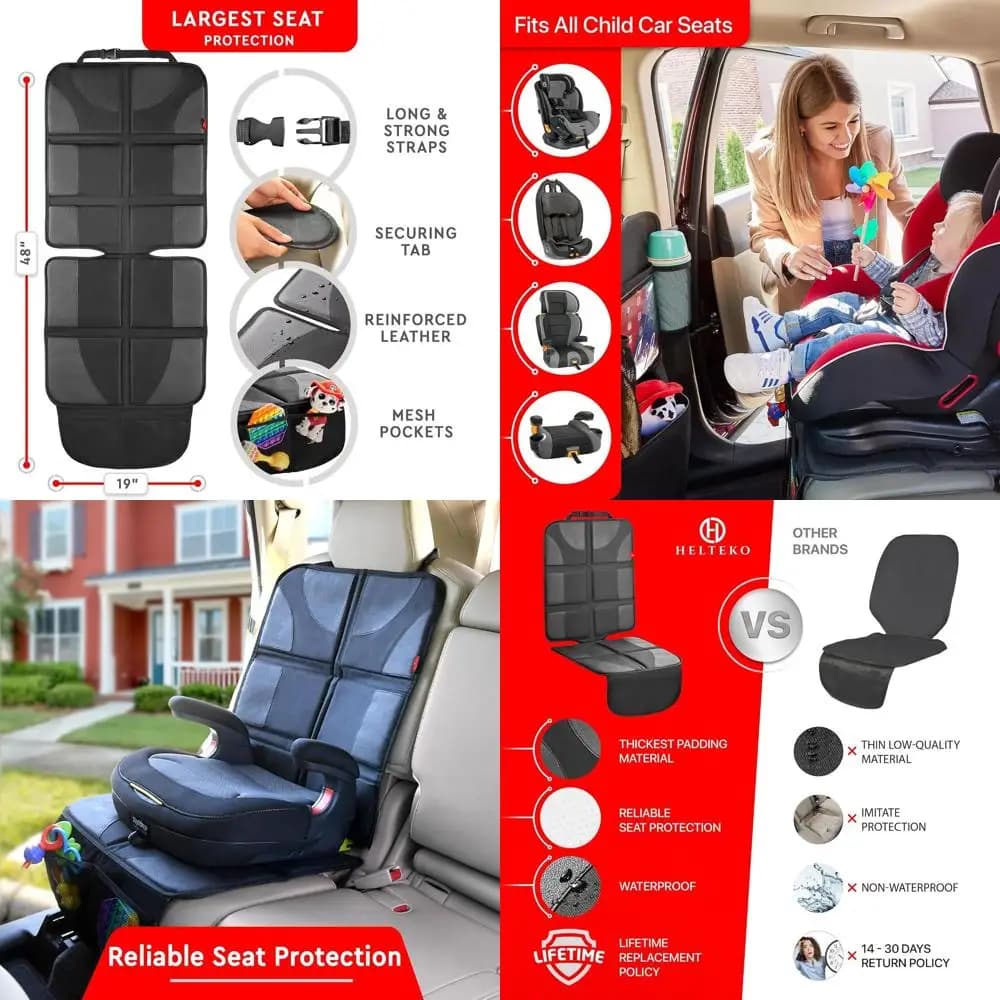 Coprisedili per Auto Imbottiti, Confezione da 2, in Tessuto 600D, Impermeabili, Antiscivolo, con 2 Tasche a Rete, Neri